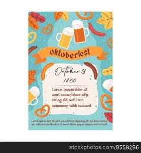 Oktoberfest card. Beer festival celebration. Stock vector illustration in flat cartoon style. Oktoberfest card. Beer festival celebration. Stock vector illustration in flat cartoon style.
