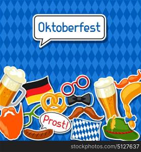 Oktoberfest card with photo booth stickers. Design for festival and party. Oktoberfest card with photo booth stickers. Design for festival and party.