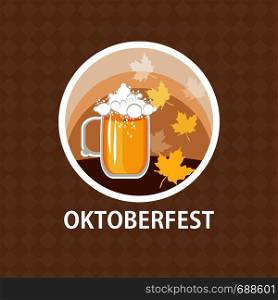 Oktoberfest festive icon in round shape.Creative poster.Vector illustration.