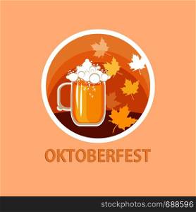 Oktoberfest festive icon in round shape.Vector illustration.