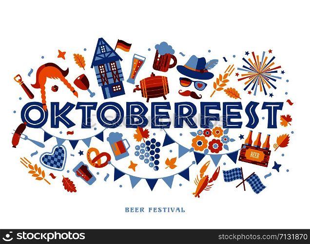 Oktoberfest flyer, banner. Beer festival logo, concept design. Oktoberfest flyer, banner. Beer festival logo, concept design on white background.