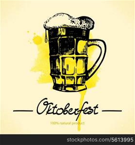 Oktoberfest hand drawn illustration with watercolor back