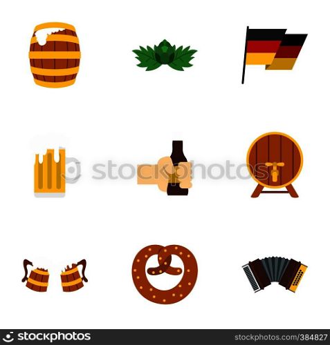 Oktoberfest icons set. Flat illustration of 9 oktoberfest vector icons for web. Oktoberfest icons set, flat style
