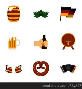 Oktoberfest icons set. Flat illustration of 9 oktoberfest vector icons for web. Oktoberfest icons set, flat style