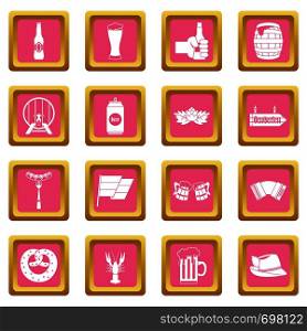 Oktoberfest icons set in pink color isolated vector illustration for web and any design. Oktoberfest icons pink