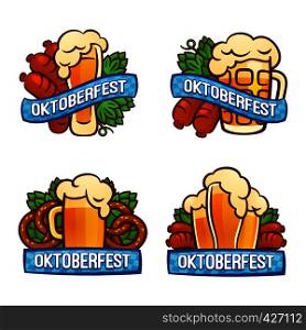Oktoberfest logo set. Cartoon set of oktoberfest vector logo for web design. Oktoberfest logo set, cartoon style