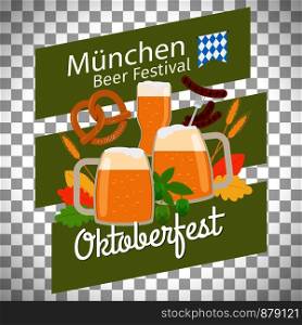 Oktoberfest modern poster isolated on transparent background, vector illustration. Oktoberfest poster on transparent background