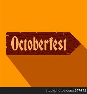 Oktoberfest road wooden sign flat icon on a yellow background. Oktoberfest road wooden sign flat icon