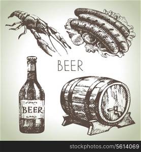 Oktoberfest set of beer. Hand drawn illustrations&#x9;