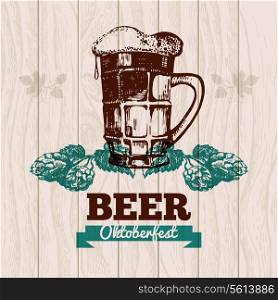 Oktoberfest vintage background. Beer hand drawn illustration. Menu design