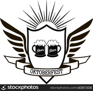Oktoberfest vintage logo or heraldic sign. Beer festival celebration. Vector illustration.