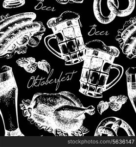 Oktoberfest vintage seamless pattern. Hand drawn sketch vector illustration