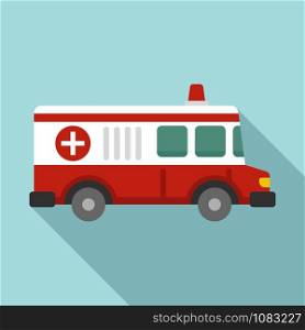 Old ambulance icon. Flat illustration of old ambulance vector icon for web design. Old ambulance icon, flat style