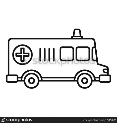 Old ambulance icon. Outline old ambulance vector icon for web design isolated on white background. Old ambulance icon, outline style