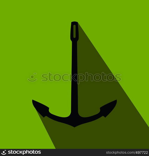 Old anchor flat icon on a green background. Old anchor flat icon