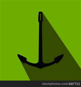 Old anchor flat icon on a green background. Old anchor flat icon