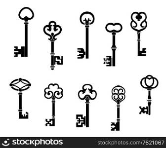 Old and vintage keys set with secret silhouettes