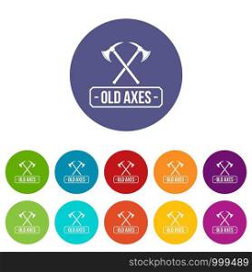 Old axe icons color set vector for any web design on white background. Old axe icons set vector color