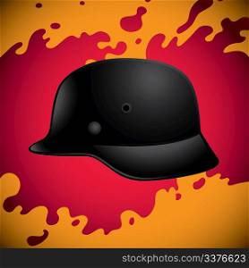 Old black war helmet background