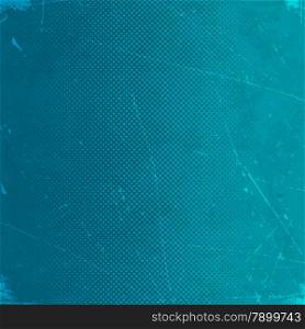 Old blue scratched paper card with halftone gradient
