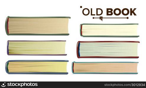 Old Book Vector. Paper Book In Cover. Isolated Realistic Illustration. Book In Leather Cover Vector. Retro Object. Isolated Realistic Illustration