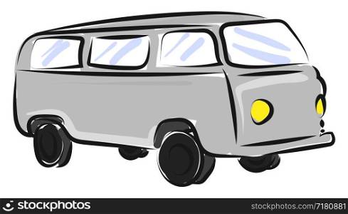Old bus drawing, illustration, vector on white background