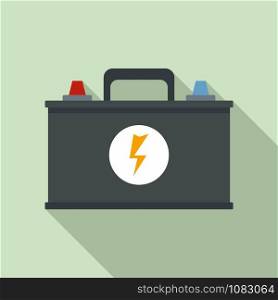 Old car battery icon. Flat illustration of old car battery vector icon for web design. Old car battery icon, flat style
