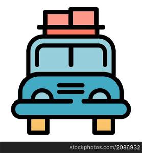 Old car roof box icon. Outline old car roof box vector icon color flat isolated. Old car roof box icon color outline vector