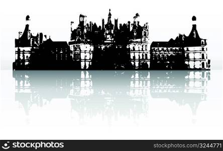 old castle with reflection (vector)