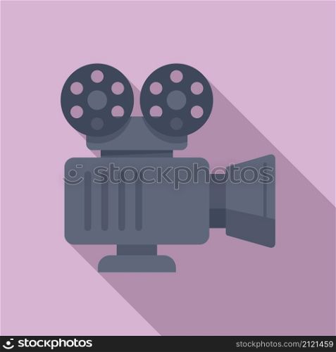 Old cinema camera icon flat vector. Film movie. Retro video. Old cinema camera icon flat vector. Film movie