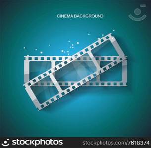 Old Cinema poster with film tapes. Vector cinema background.