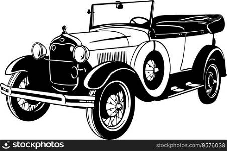 Old classic car 1920 vintage car stencil vector image