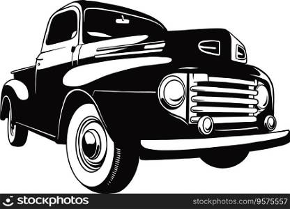 Old classic pickup muscle car classic truck car vector image