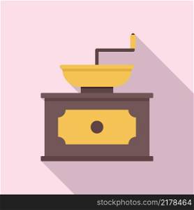 Old coffee grinder icon flat vector. Restaurant drink. Morning food. Old coffee grinder icon flat vector. Restaurant drink