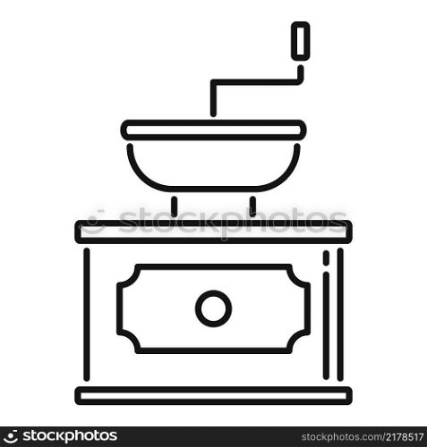 Old coffee grinder icon outline vector. Restaurant drink. Morning food. Old coffee grinder icon outline vector. Restaurant drink
