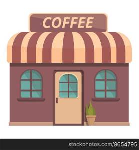 Old coffee shop icon cartoon vector. Urban building. City summer. Old coffee shop icon cartoon vector. Urban building