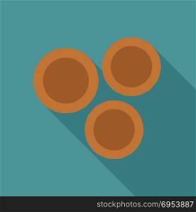 Old coins flat long shadow design icon. Vector eps10 illustration.