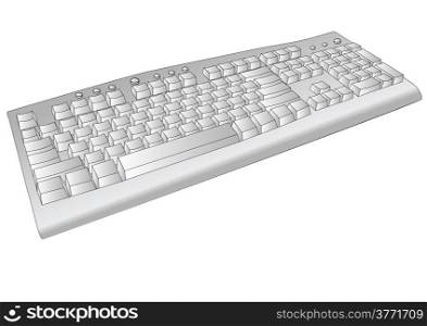 old computer keyboard isolated on white background