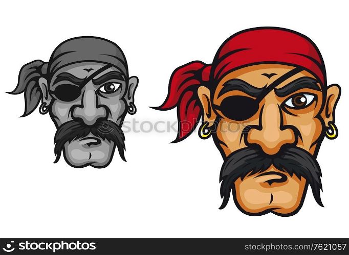 Old danger corsair captain in cartoon style for mascot design