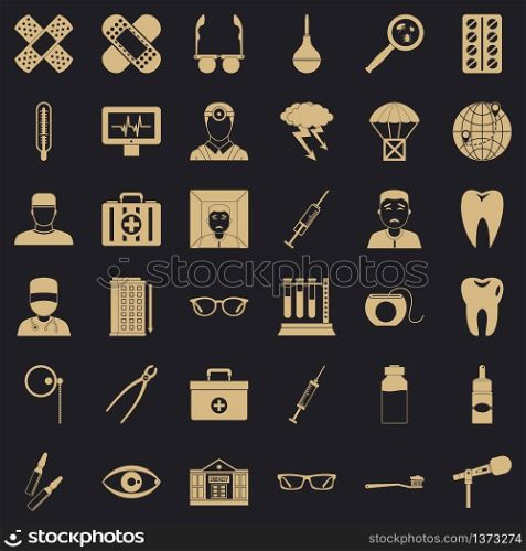 Old doctor icons set. Simple style of 36 old doctor vector icons for web for any design. Old doctor icons set, simple style