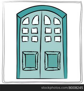 Old door icon, isolated illustration vector. Close up wooden door with simple design