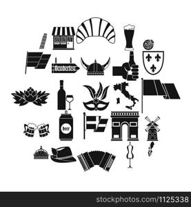 Old Europe icons set. Simple set of 25 old europe vector icons for web isolated on white background. Old Europe icons set, simple style