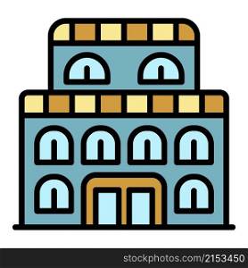Old exhibition building icon. Outline old exhibition building vector icon color flat isolated. Old exhibition building icon color outline vector