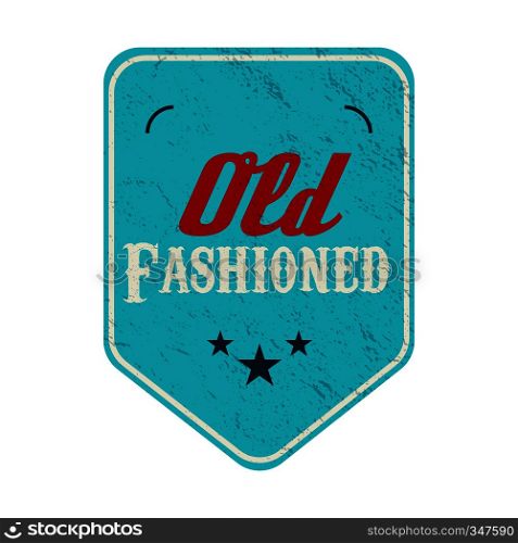 Old fashioned blue pennant label in vintage style on a white background. Old fashioned blue pennant label, vintage style