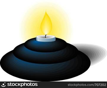 Old fashioned candle with candlestick vector