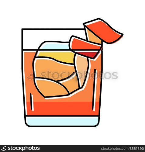 old fashioned cocktail glass drink color icon vector. old fashioned cocktail glass drink sign. isolated symbol illustration. old fashioned cocktail glass drink color icon vector illustration