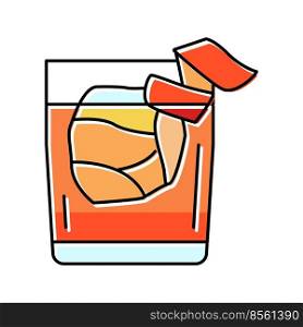old fashioned cocktail glass drink color icon vector. old fashioned cocktail glass drink sign. isolated symbol illustration. old fashioned cocktail glass drink color icon vector illustration