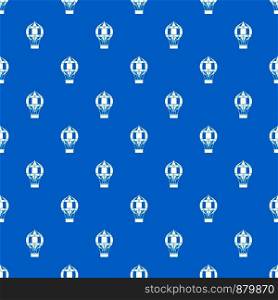 Old fashioned helium balloon with basket pattern repeat seamless in blue color for any design. Vector geometric illustration. Old fashioned helium balloon pattern seamless blue