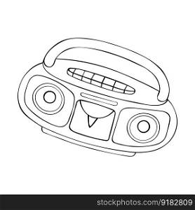 Old fashioned music player, boombox radio. Doodle style cassette player and tape recorder vector illustration. Old fashioned music player, boombox radio. Doodle style cassette player and tape recorder vector illustration.