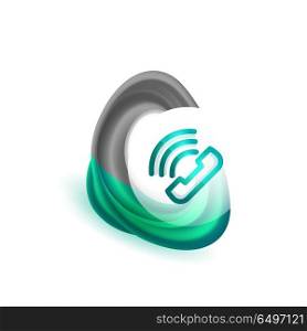 Old fashioned phone button, call center support icon. Old fashioned phone button, call center support icon, vector illustration